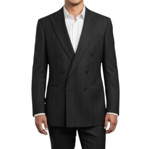 Vintage Christian Dior Double Breasted Suit Jacket In Navy Blue Pinstripe Sz 42R